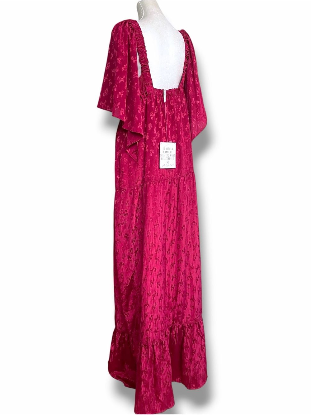 NWT Free People Cha Cha Maxi Dress Red Jacquard Boho Wedding Guest Goddess M - Picture 6 of 16